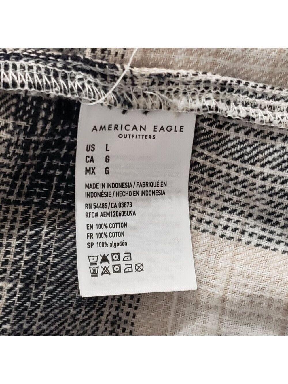 American Eagle Women's Long Sleeve Plaid Dress Size L Beige Black - Picture 7 of 9